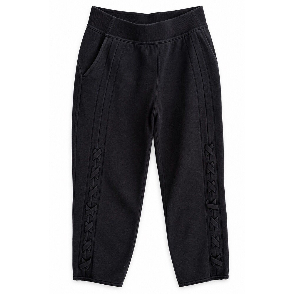 Lululemon Womens Black Lace Up Detail Capri Sweatpants Cropped Pants Size 6